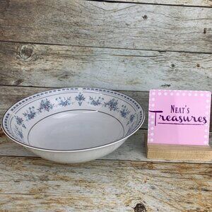 Seizan China BLUE DAWN Blue Purple Flowers Platinum Trim Round 9" Serving Bowl